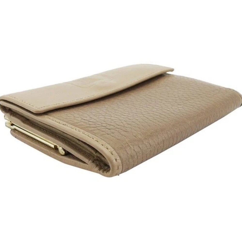 CELINE Bifold Wallet Beige gold Women Authentic secondhand